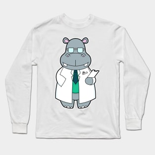 Hippo as Doctor with Smock Long Sleeve T-Shirt